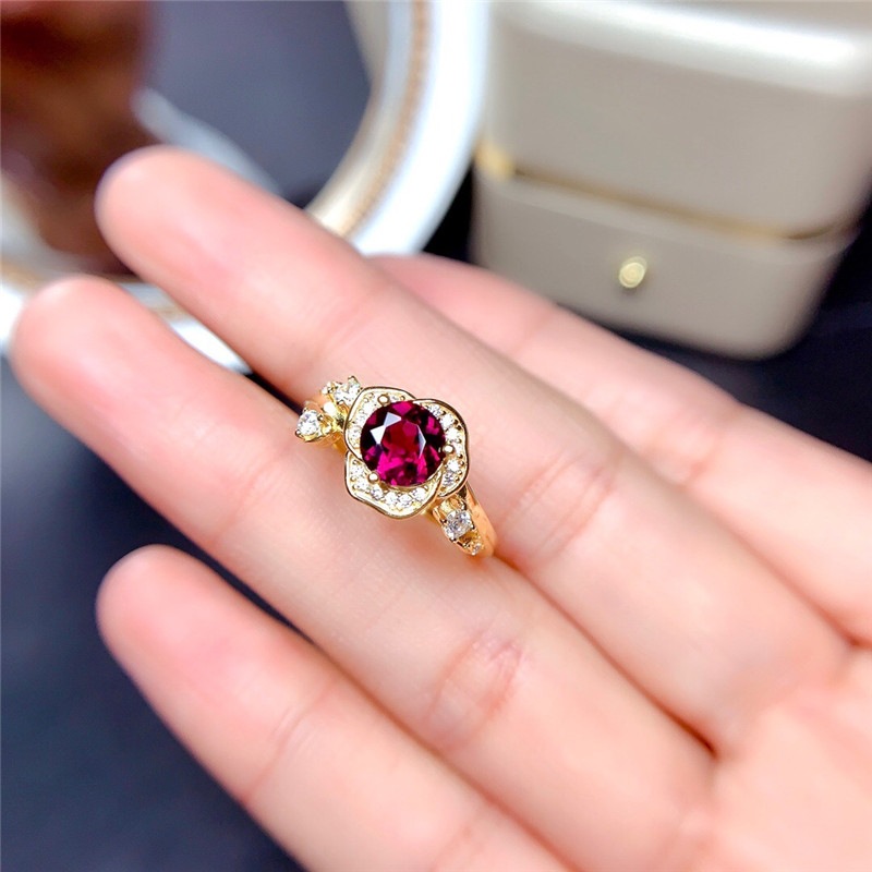 Женское обручальное кольцо темно -синее искусственная хрустальная роза Цветочный розовый кольцо циркон алмаз розовый золото, покрытое кольцом.