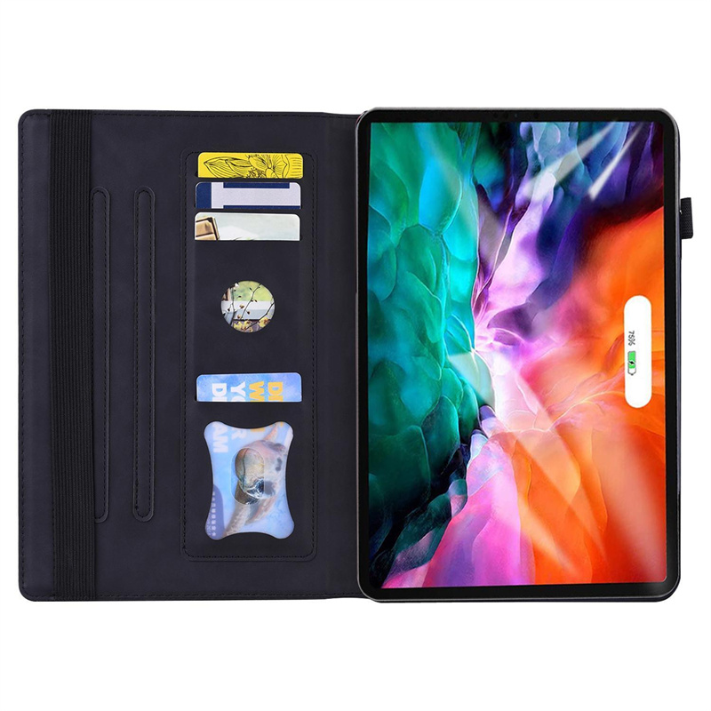 جراب لوحي من جلد البولي يوريثان بزاوية عرض مزدوجة ، غطاء واقٍ متطور للأعمال ، غطاء واقٍ لجهاز iPad 12.9 10.5 9.7 mini 1/2/3/4/5/6 Samsung Galaxy Tab S7 Plus T870 T875 T970 T975