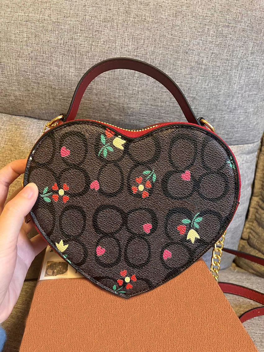 Bolso de noche bolso de diseñador para mujer nuevo estampado con forma de corazón de melocotón bolsos pequeños moda estudiante amor un hombro bolso de mano para mujer