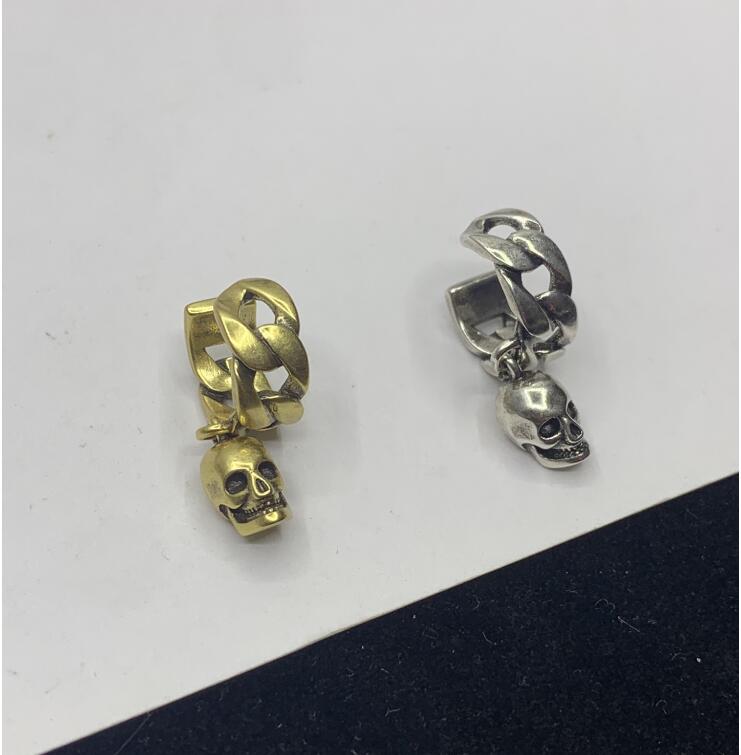 New style Dangle Earring Skeleton 18K Gold plating ladies Black Diamonds Skull Pendant Earrings Ear Studs Designer Jewelry Gift MC236u