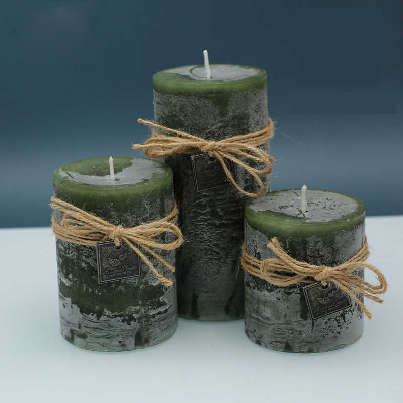 Candle Decor Form duftende große Stumpenkerzen für Zuhause, dekorative grünbraune, rauchfreie, aromatische Duftkerze