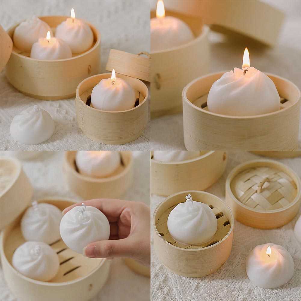 Confezione regalo creativa aromaterapia a forma di Xiao Long Bao INS Puntelli foto Candela profumata Decorazione la casa