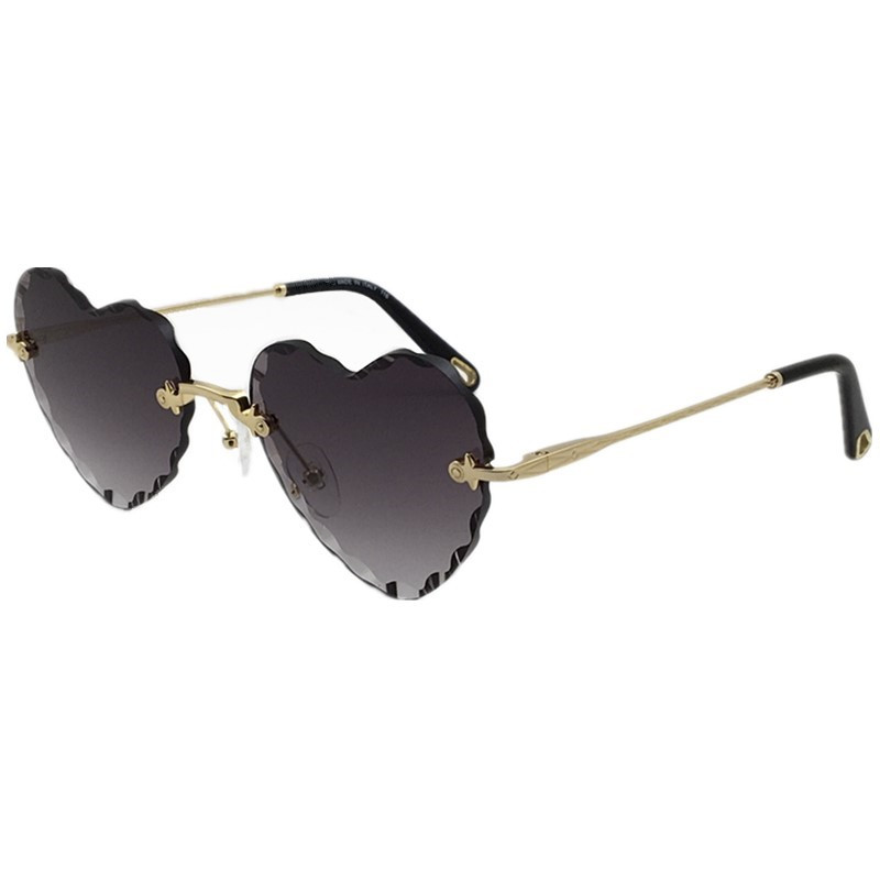 أزياء نساء Loveheart Sunglasses UV400 55-18-140 Diamond Cutting Rimless Coll-Fling Grownaments Goggles Case Fullset