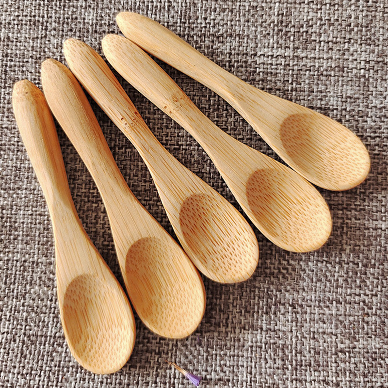 Kleine mini 9cm houten ronde bamboe lepel soep thee koffie zout lepel jam schep diy keuken kookgerei gereedschap bestek