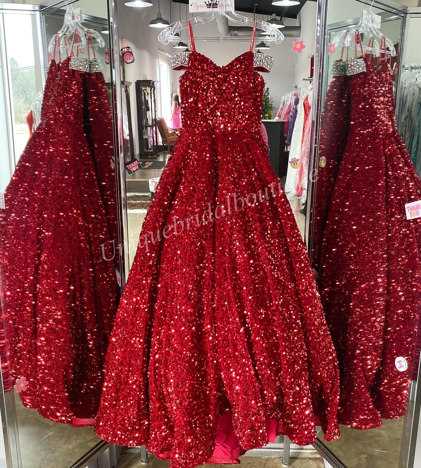 Iridescent Girl Pageant Dress 2023 Velvet Sequin Beading Off-Shoulder little Kid Birthday Formal Party Gown A-Line Toddler Teens Preteen Floor-Length Royal Red Blue