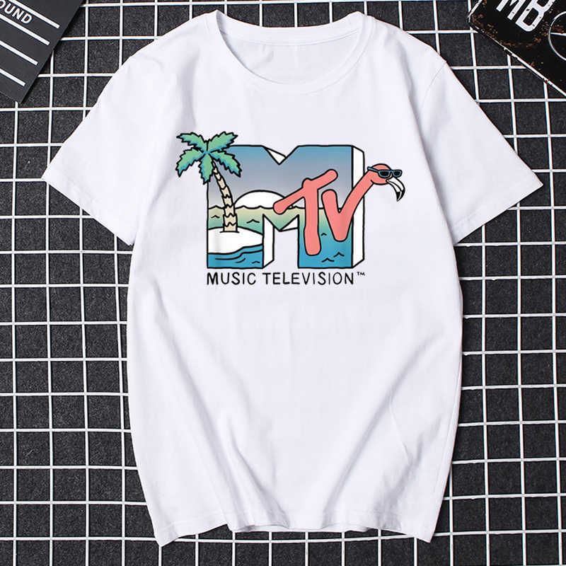 メンズTシャツメンズ衣類レトロTシャツビンテージロックヒップホップテレビTシャツ夏ユニセックスカジュアルTシャツMTVミュージックテレビTシャツTシャツティーW0224