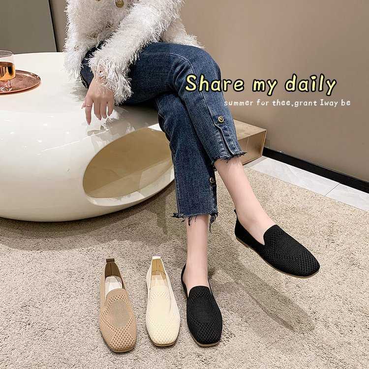 Kledingschoenen Leer nieuwe mesh ballet flats dames vierkant teen dagelijkse loafers ademende pomp flats rijschoenen sneakers boot schoenen vrouw flats l230302