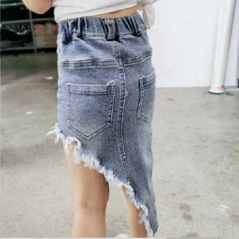 Saias moda bebê menina jean saia algodão criança adolescente menina assimétrica saia de jeans casual design de verão roupas de bebê 2-12y T230301