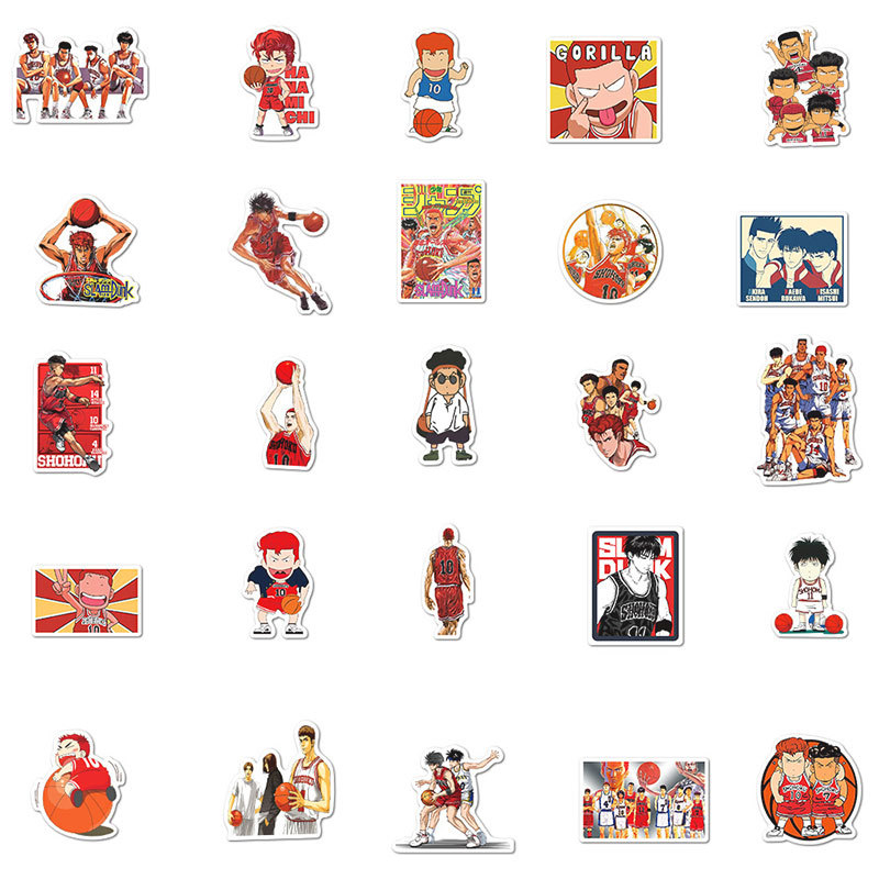 50 -sten animatie Slam dunk -stickers Sakuragi Hanamichi Haruko Akagi Graffiti Kids speelgoed Skateboard auto Motorfiets fietsstickerstickers Groothandel