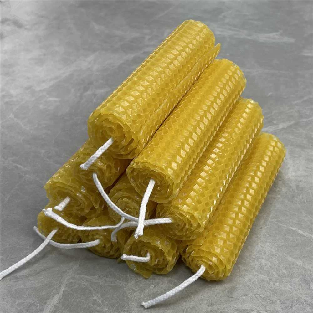 Geurende 5 -stcs Diameter 2,5 cm Hoogte 10 cm Natuurlijke gele bijenwas Rolde kaarsen Handgemaakte DIY Honing Lange staaf BEES WAX HONINGCOMB R230302