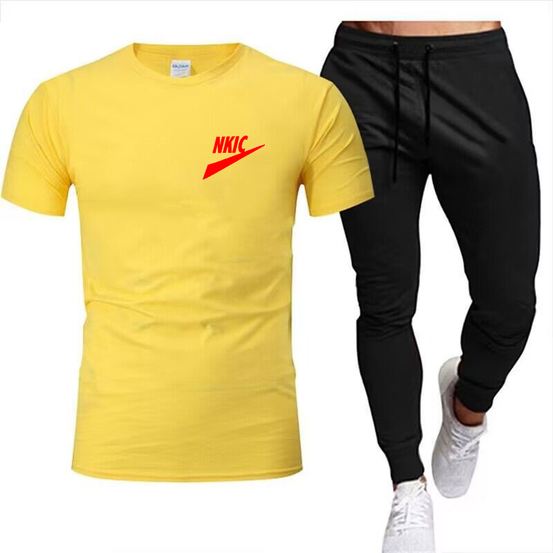 Sommer Neue männer Trainingsanzüge Kurzarm T-shirt Sport Anzug männer Casual Shorts Sport Set Allmählich Sommer männer zwei-stück Anzug