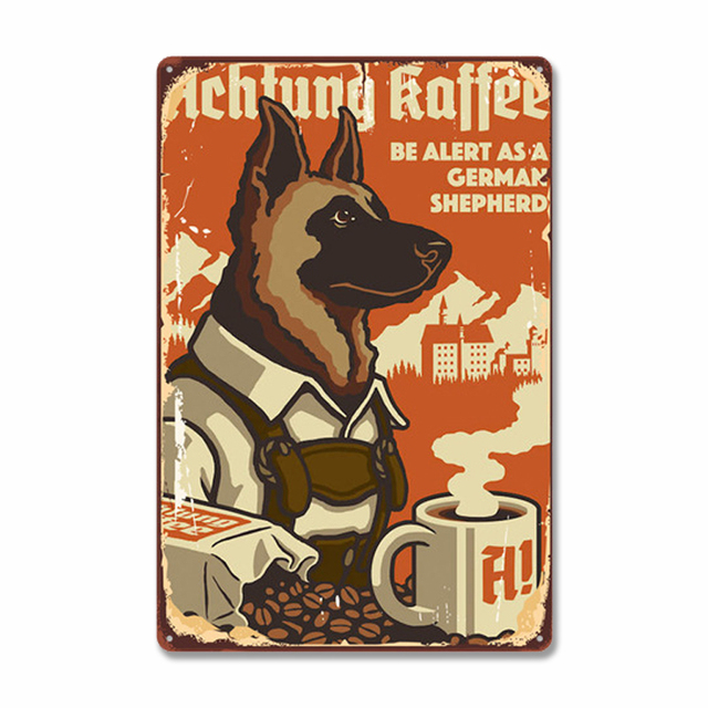 Klassisches Kaffee-Poster, Vintage-Metall-Blechschild, Retro-Plakette für frischen und heißen Kaffee, Tee, Wanddekoration für Café, Geschäft, Haus, Restaurant, Dekoration, 30 x 20 cm, W03