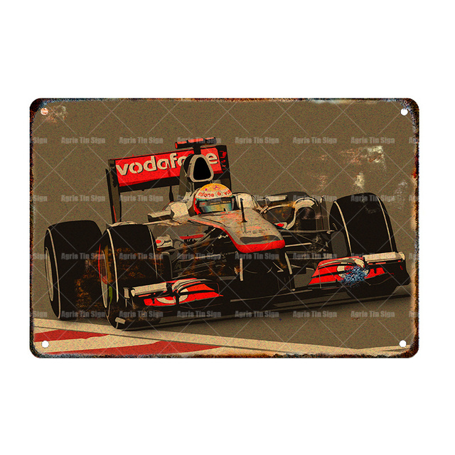 Vintage Cool Car Racing art tin poster Metal Signs Custom Iron Peinture Plaque décorative Tin Signs Bar Garage Plaque Mur personnalisé Décor Taille 30X20CM w02