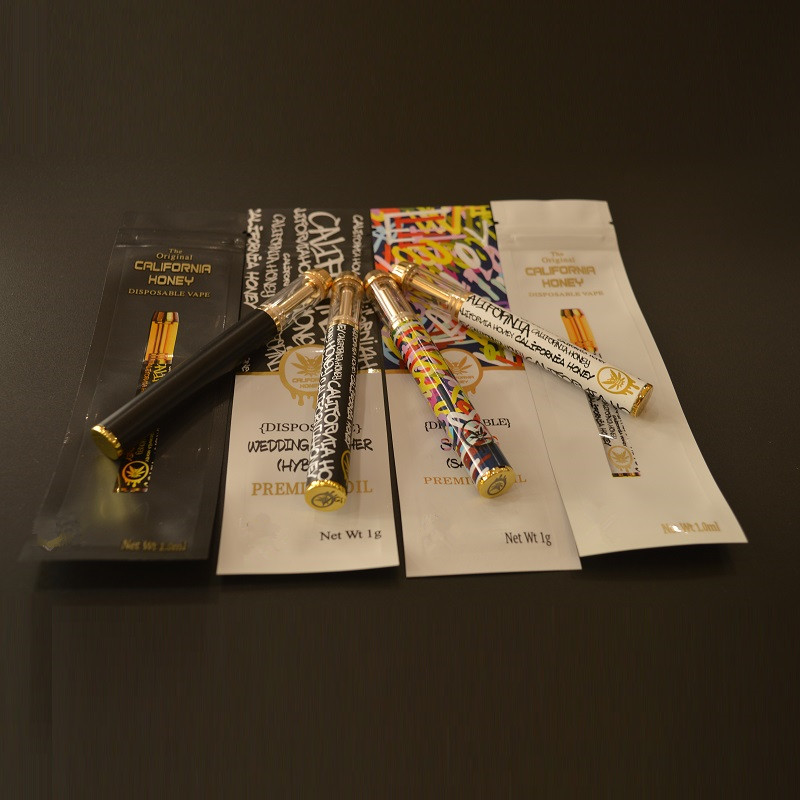 Färgglad Kalifornien honung engångsenhet e-cigaretter kit 0,8 ml gram tomt utan oljepod keramisk patron vidomizer 400mAh batterivape stick kit