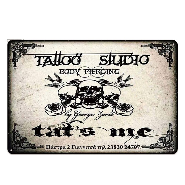 Vintage Tattoo Art Painting Metall Poster Metall Schilder Bar Pub Tatoo Shop Dekor Dekorative Eisenplatte Wand Personalisierte Dekoration Shabby Chic Zinnschild Größe 30x20 cm W02