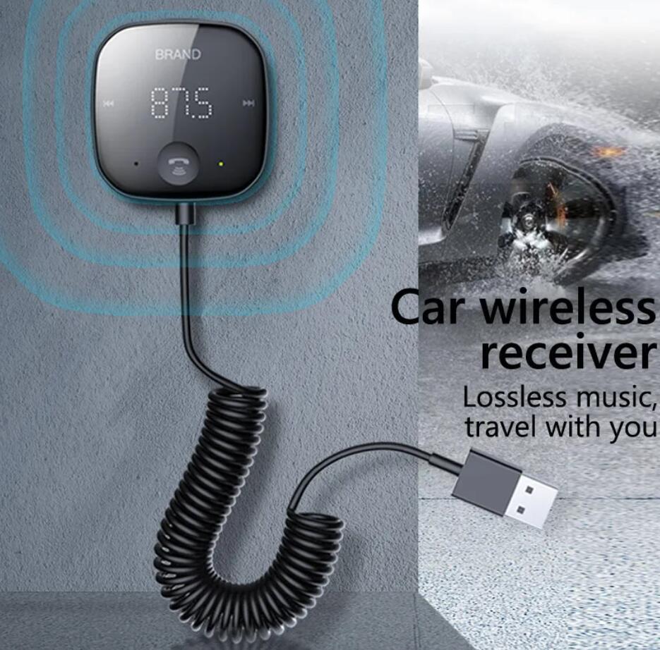 FM 송신기 무선 보조 3.5mm 오디오 수신기 TF 카드 음악 자동차 MP3 플레이어 Bluetooth 5.0 자동차 키트 핸즈프리 S23 S25