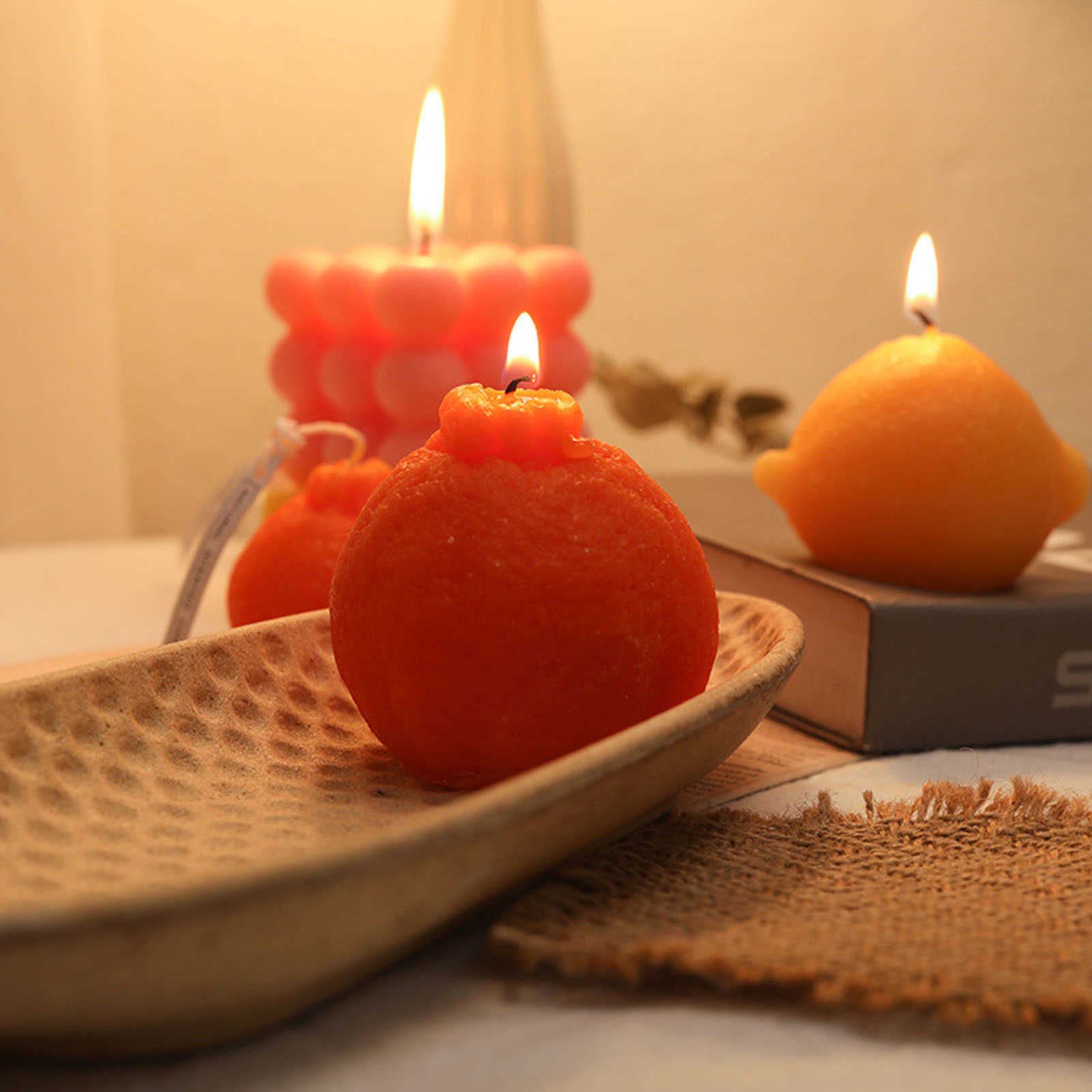 Ароматические креативные корейские стили Ins лимонный уродливый оранжевый сыр соевый воск ароматическая свеча украшение дома реквизит для фотосессии свадебная вечеринка ручной подарок