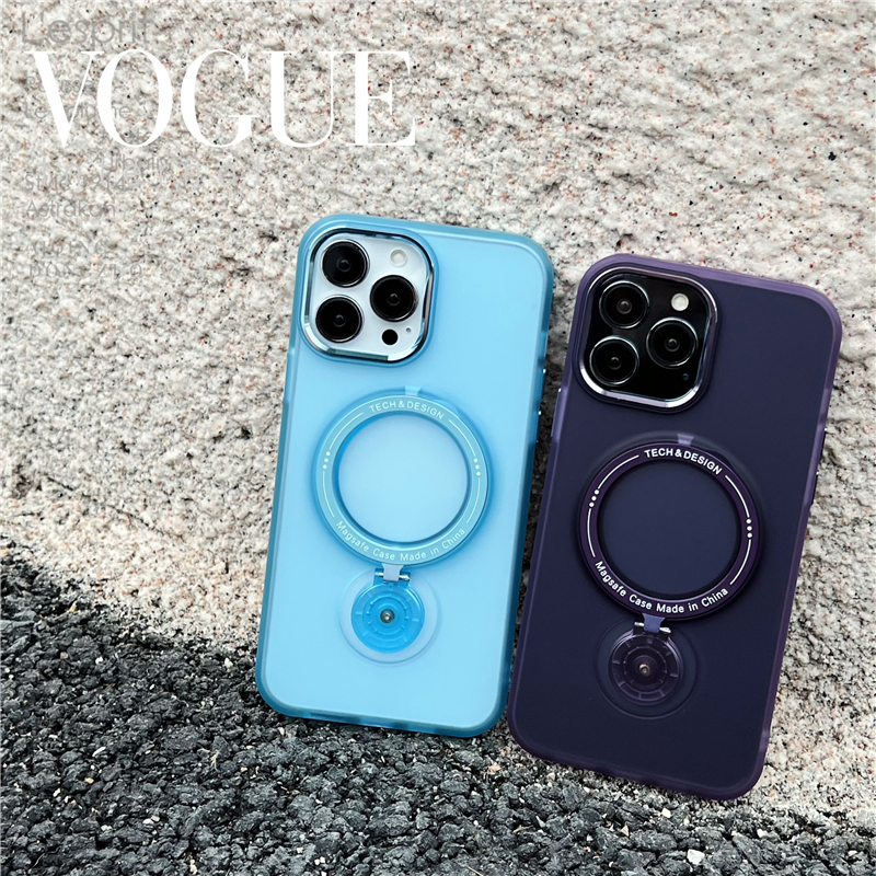 Magneitc 360 Rotating Hybrid Vogue Phone Case for iPhone 14 13 Pro Max Samsung Galaxy S23 Ultra Slim Full Protective Soft Bumper Solid Color Kickstand Back Cover