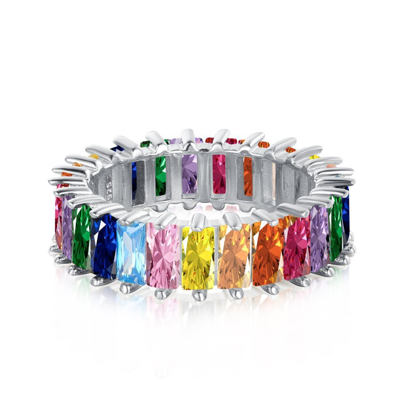 Luxury Gold Diamond Ring S925 Sterling Silver Designer Ring for Woman Colorful 5A Cubic Zirconia Föreslå Bruden Engagement Wedding Rings smycken Presentlåda storlek 6-9