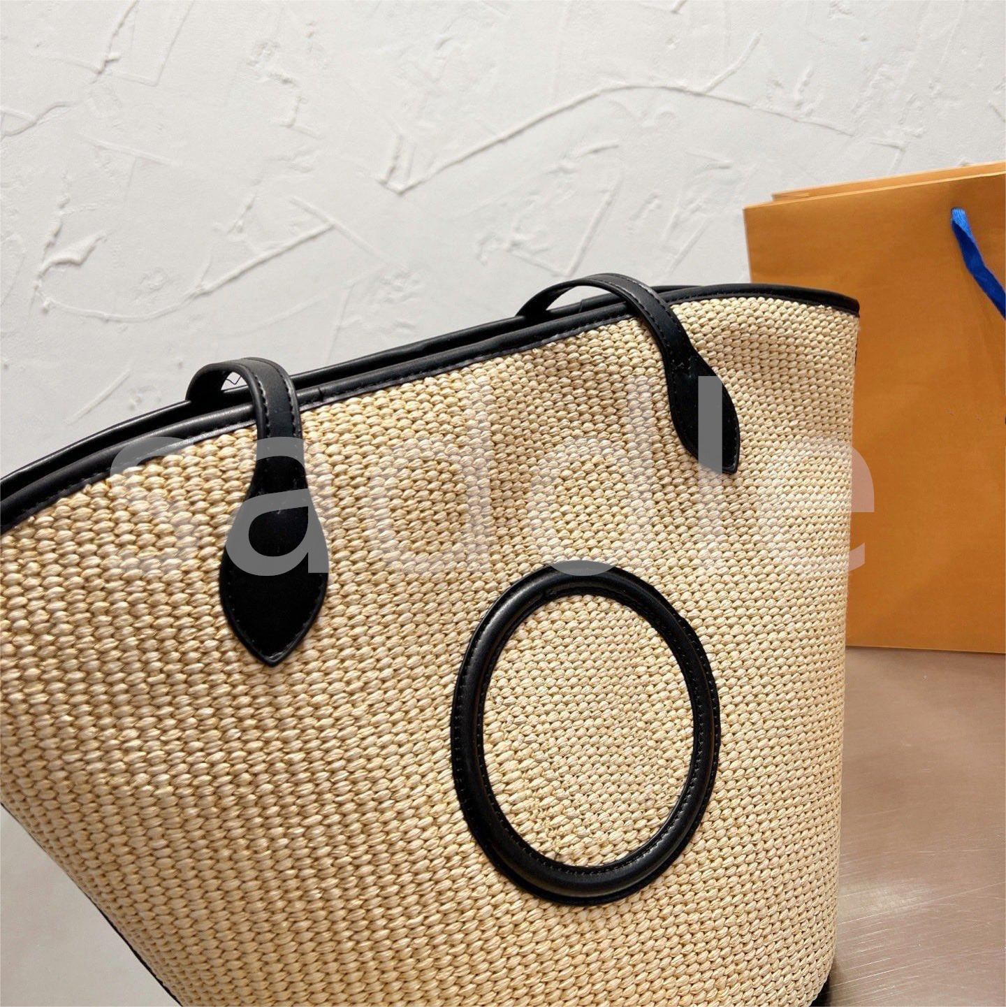 Bolsa de balde trançada de grande capacidade para bolsa de supermercados saco de compras famosa marca de designer saco de ombro