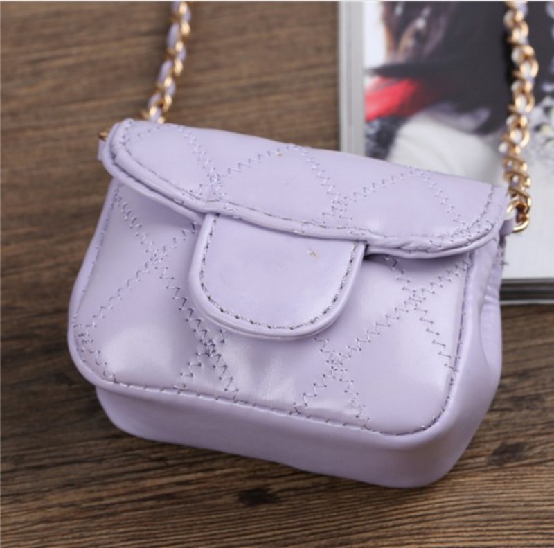Classic kids metail chain handbag children diamond lattice single shoulder bag designer luxury girls mini purse wallet A4005