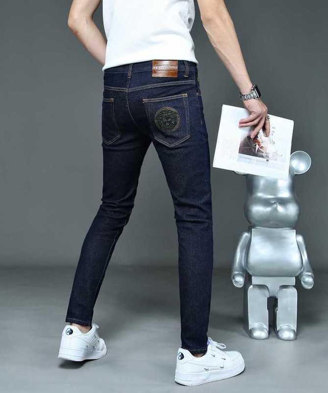 Men's Jeans Designer Autumn and Winter Business Leisure Light Luxury Slim Fit Pants Medium Low Waist 857 OGY2