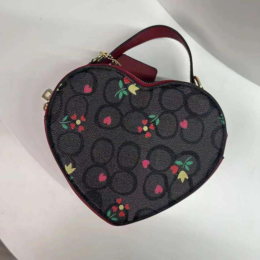 Bolso de noche bolso de diseñador para mujer nuevo estampado con forma de corazón de melocotón bolsos pequeños moda estudiante amor un hombro bolso de mano para mujer