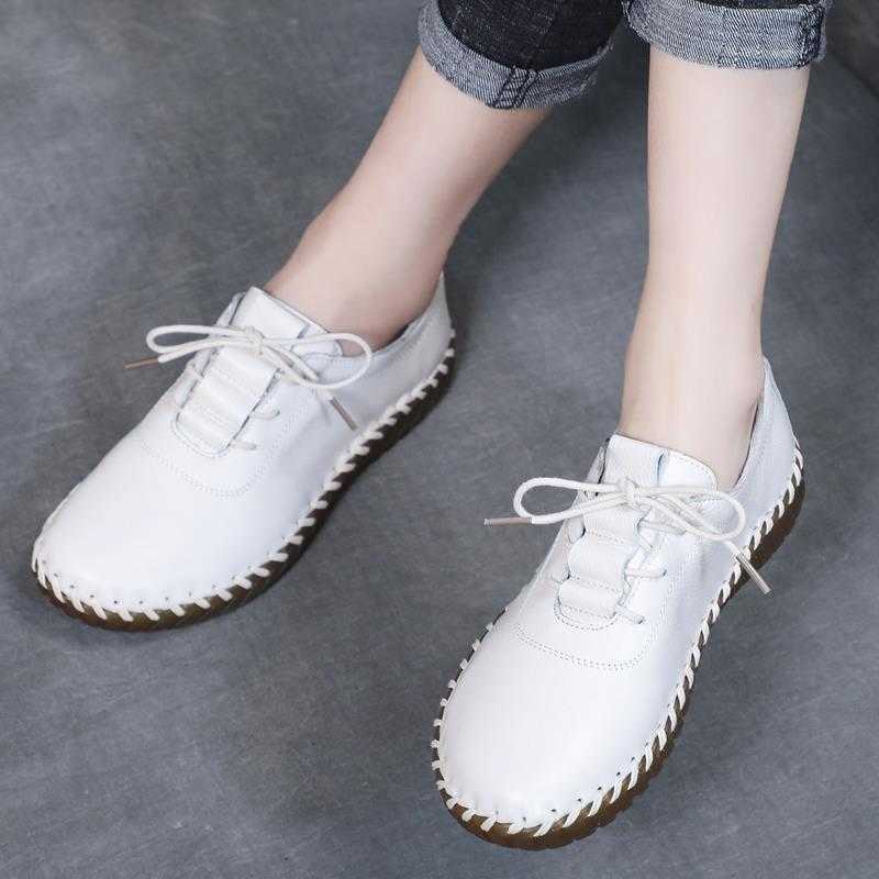 Dress Shoes 2022 New Blue Lace Up Loafers Women's Autumn Shoes Beige Flats Woman Ballet Shoes Ladies Soft Moccasins Female Driving Loafers L230302