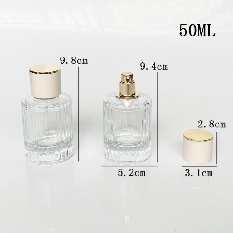 50 ml ronde verticale strepen Clear Glass Parfum Fles Spray Pump SN4091