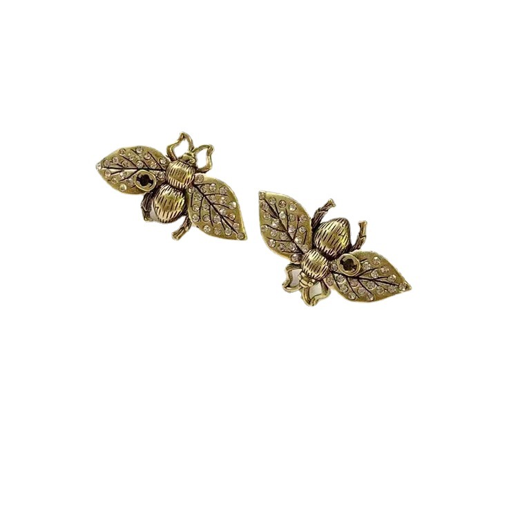 المصمم S925 G صغير Bee Stud أقراط Classic Diamond Ltters Ear Jewelry Accrssory Gift for Lady