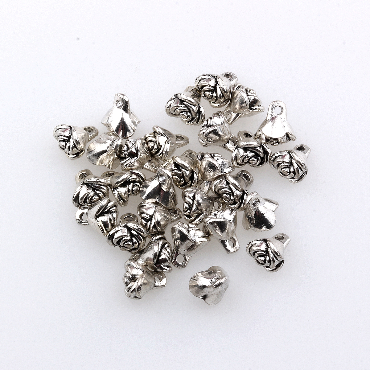 Antique Silver Flowers Charms Pendants For Jewelry Making DIY Handmade Craft