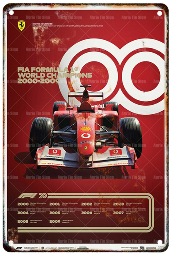 Formula 1 80S sanat boyama Retro Araba Filosu Metal Tabela Metal Poster Yarış F1 Duvar Sanatı Ev Dekor Resimleri Pano Modern Ev Duvar Dekoru Duvar teneke poster Boyutu 30X20CM w02