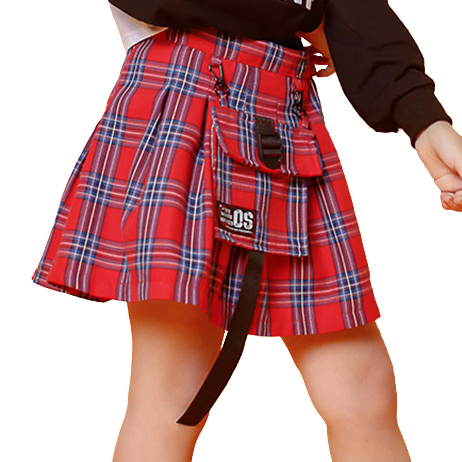 Rokken Hip Hop Girls Clothing Kids Rokken Jazz Dance Kostuum Plaid Print Style Shorts 5-16y Children Clothing Fashion Street Dance Wear T230301