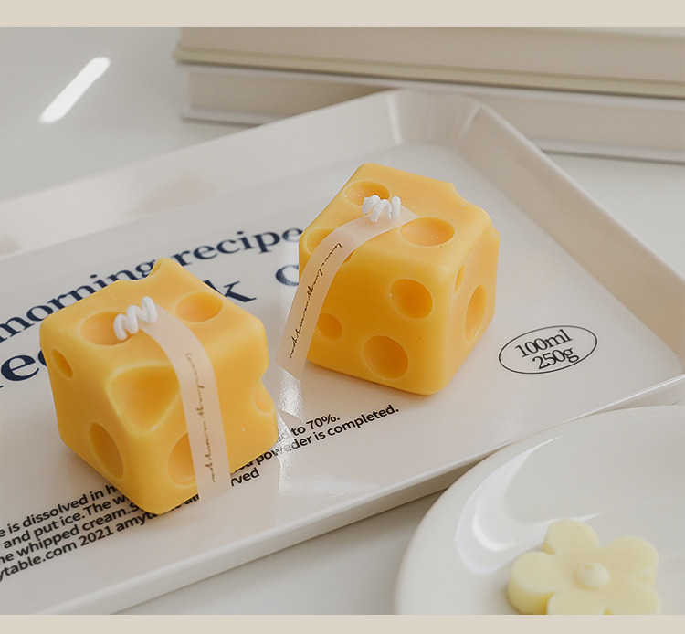 チーズ型の香りの黄色のケーキアロマセラピーキャンドルリラックスバースデーギフトホームデコレーションベッドルーム飾り