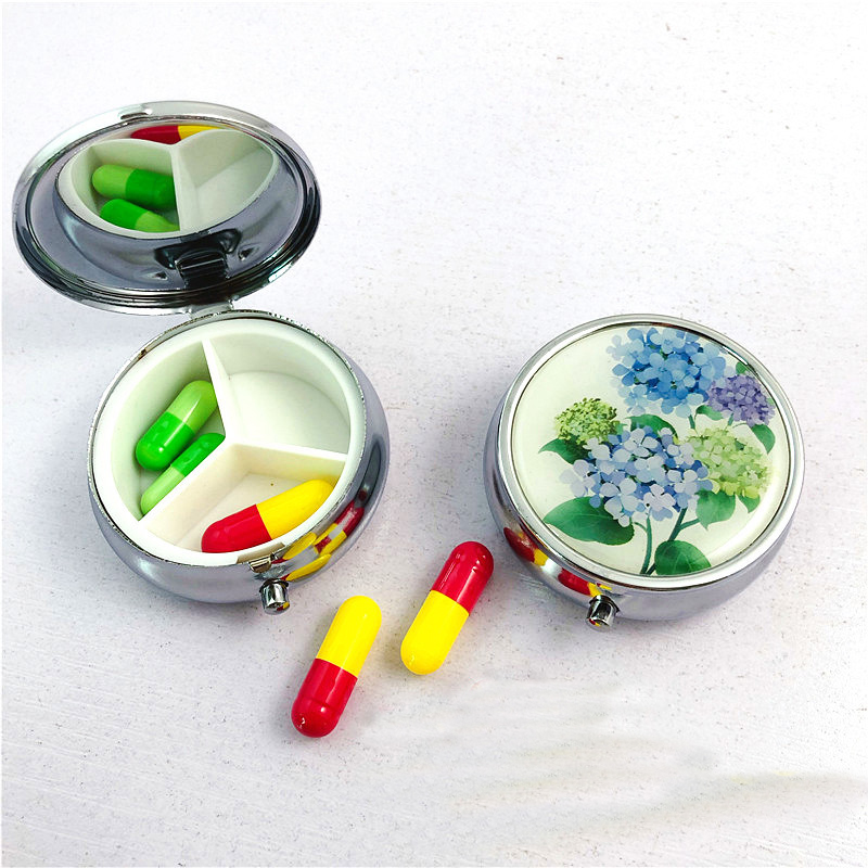 Medicine Case Splitters Pill Candy Box Organizer Container Mini Simple Plain Metal Stainless Steel Round Portable Medicine Box