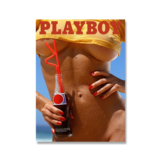 HiMple Play Boy Canvas Painting Magazine Flowers Butterflies Bunnitjes Rode lippen Sexy Lady Modern Poster Prints Wall Picture Man Cave Art Home Room Decor Frameless