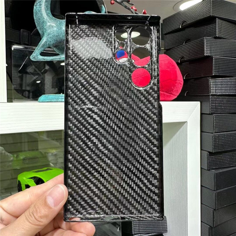 Echte koolstofvezel Slim case voor Samsung Galaxy S23 Ultra glanzende onregelmatige gesmede dekking