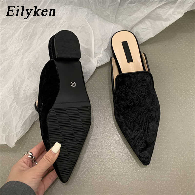 2023 Spring New Embroider Women Slipper Fashion Slip On Mules Shoes Ladies Crystal Sandal Slides Zapatos Mujer 230302