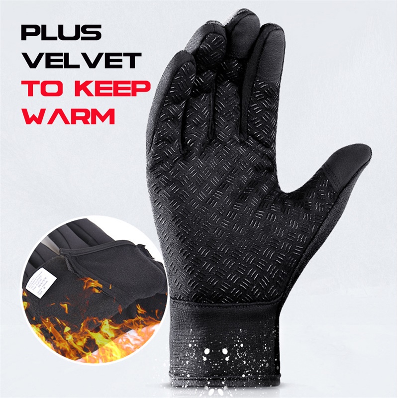 Winter Cycling Gloves With Wrist Support Touch Screen Cycling Gloves Outdoor Sports Abrasion Resistant Waterproof All-Finger Gloves For Men And Women