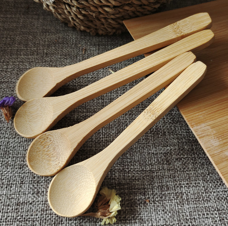 Cuillère en bambou en bois de 13 cm Cuillères à crème glacée au miel pour bébé Cuillère à café de soupe à dessert Cuillère à cordes