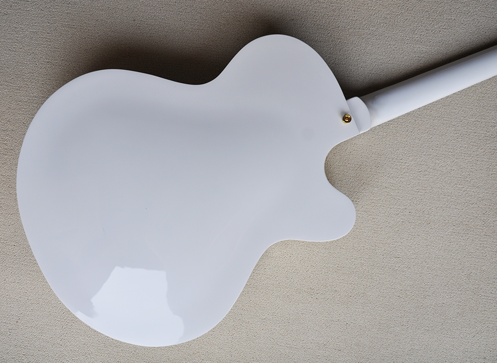Guitarra eléctrica blanca semihueca para zurdos con diapasón de palisandro