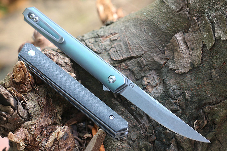 M6701 av högsta kvalitet M6701 FLIPPER Fold Knife D2 Stone Wash Blade CNC G10/ kolfiber/ TC4 Titanlegering Handtag Bollbärande snabbt öppna EDC -fickknivar