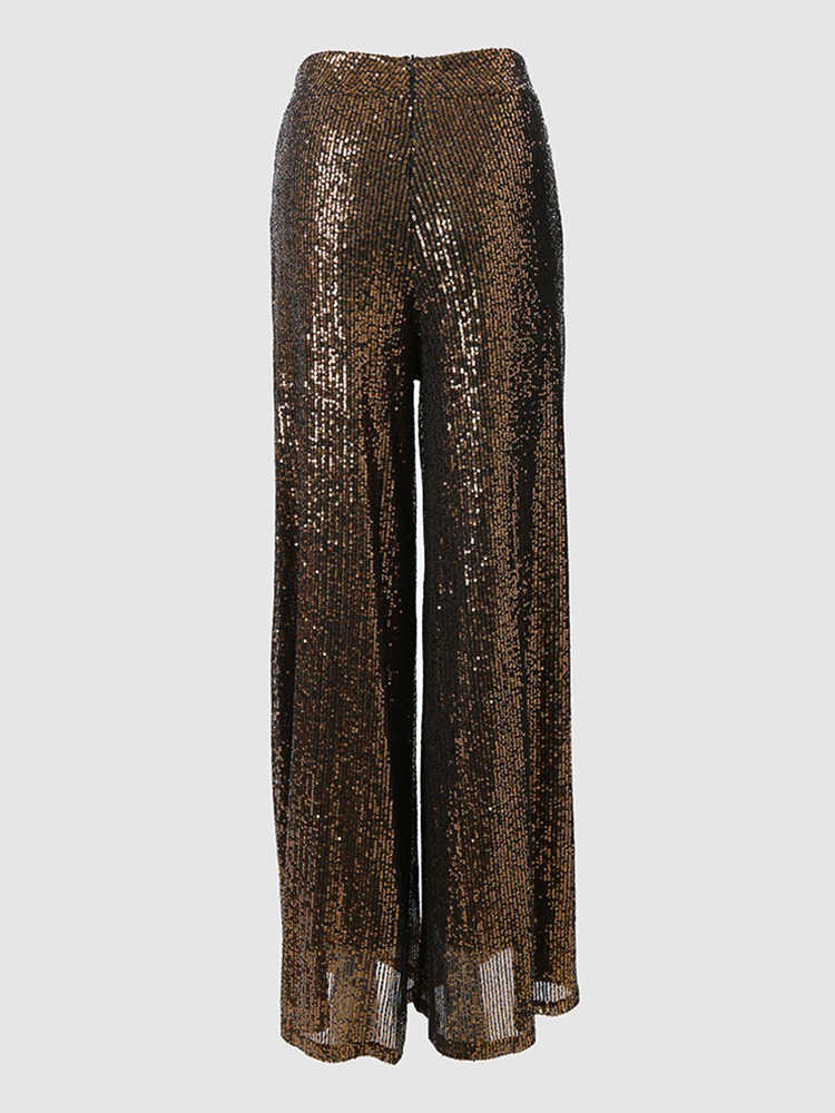 Women's Pants Capris High Waist Sequin Flared Wide leg Pants All-Match new fashion yk2 Women's Clothing T230303