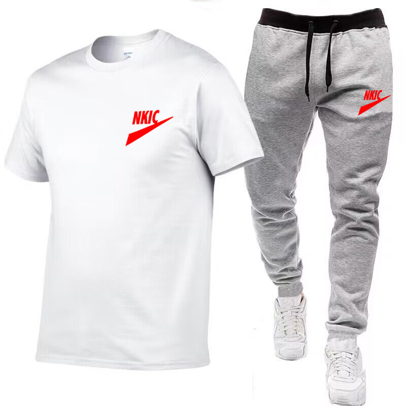 Männer Trainingsanzüge Neue Sommer Herren Sportswear Set Kurzarm T-shirt Und Jogginghose Für Männer Casual Sportswear Marke LOGO Drucken