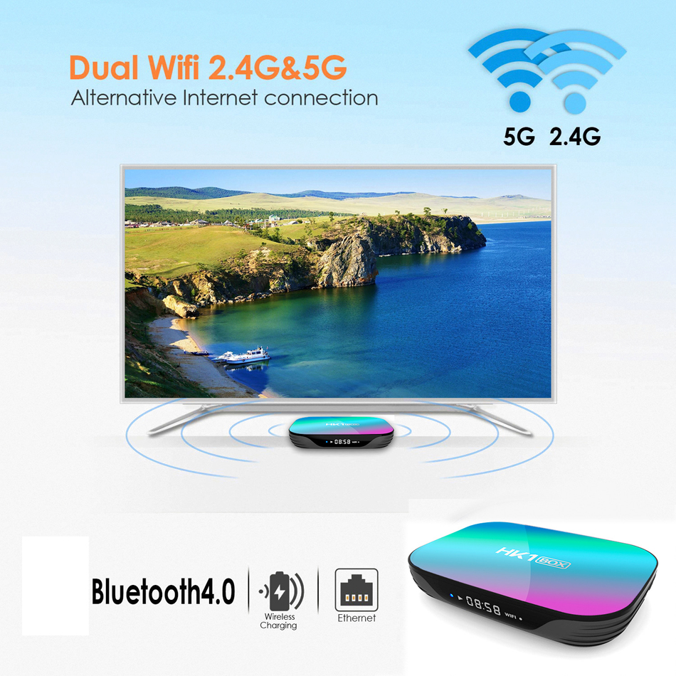 HK1 Kutusu 8K 4GB 128GB TV Kutusu Android 9.0 Amlogic S905X3 WiFi 1000m 4K Googleplay Set Üst Kutu Akıllı Medya Oynatısı