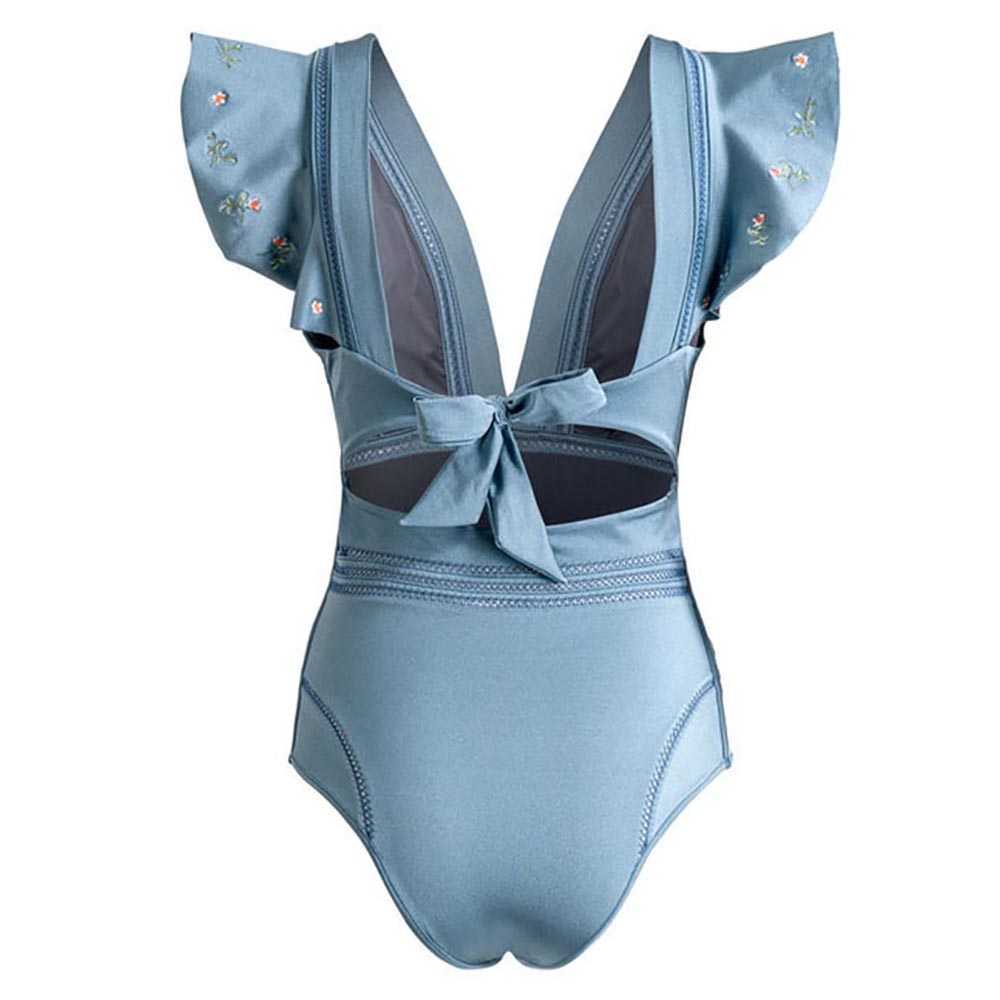 Damen-Badebekleidung, einteilige Badeanzüge, Rüschen-Bikiniset mit tiefem V-Ausschnitt, Strandkleidung, rückenfrei, weiblicher Verband-Badeanzug, Überzüge für Badebekleidung, Frauen, Luxus, T230303