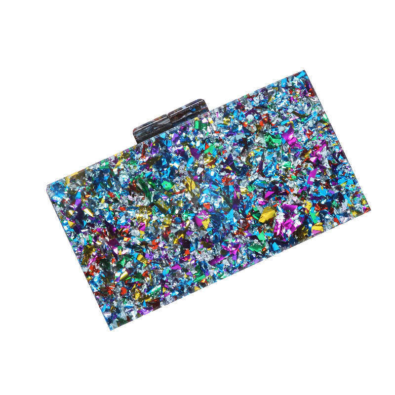 Bling Handväskor för kvinnor Evening Party Square Box Clutch Purse Shiny Clutch Pouch Bright Luxury Fashion Women Evening Bag 230303