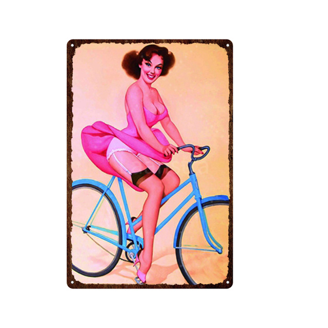 Винтажная металлическая живопись Surf Shop Pin Up Girl Beach Landscape Metal Plate Art Pictures