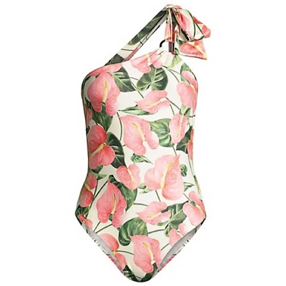 女性用水着セクシーなプリントビキニバックレスカットアウト女性包帯The Shoulder Swimwear Bathing Suit Summer Beach Wear Brazilian Tankini Micro T2303