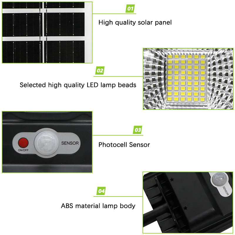 30W Solar Street Light Outdoor 54Led High Bright Motion Sensor Waterdicht IP66 voor Yard Garage Garden Solar Lamp8464908